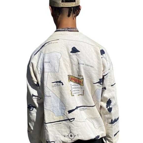 Vintage 90s Civil War Cream Sweatshirt Crewneck Size L - Picture 3 of 8